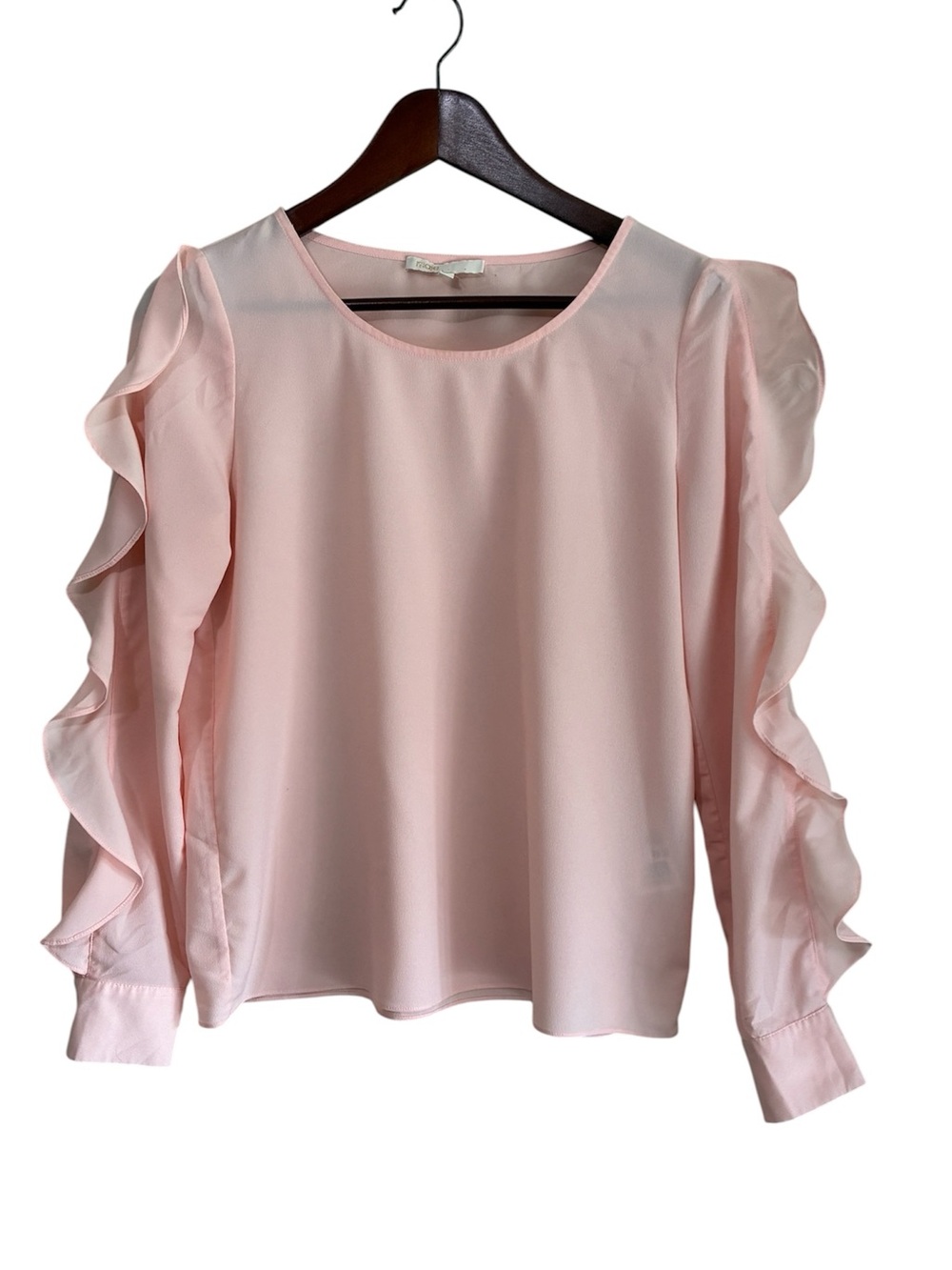 Maje Pink Long Sleeve Ruffle Trim Blouse Size 2 (Medium)